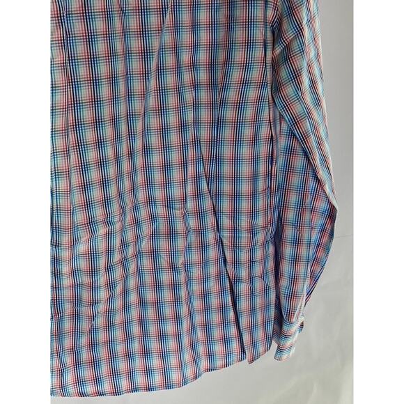 MARCS Men's Blue-Red Plaid Button-Up Regular-Fit Long Sleeve Shirt SZ M - Picture 7 of 8